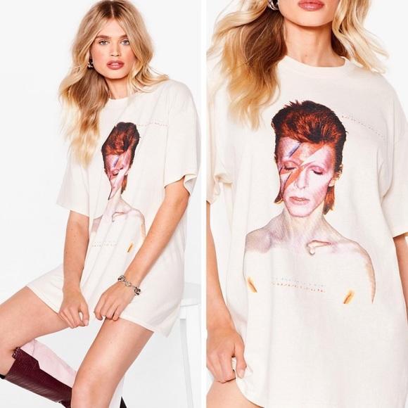 LAST ONE! David Bowie Graphic Band Mini Tee Shirt Dress - Picture 6 of 7